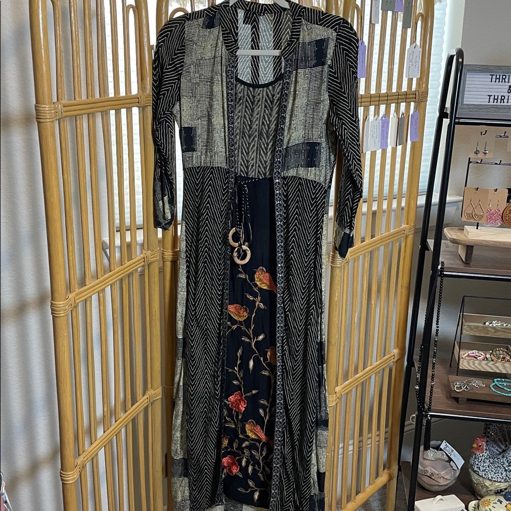 Unbranded Boho Embroidered Birds Maxi Dress